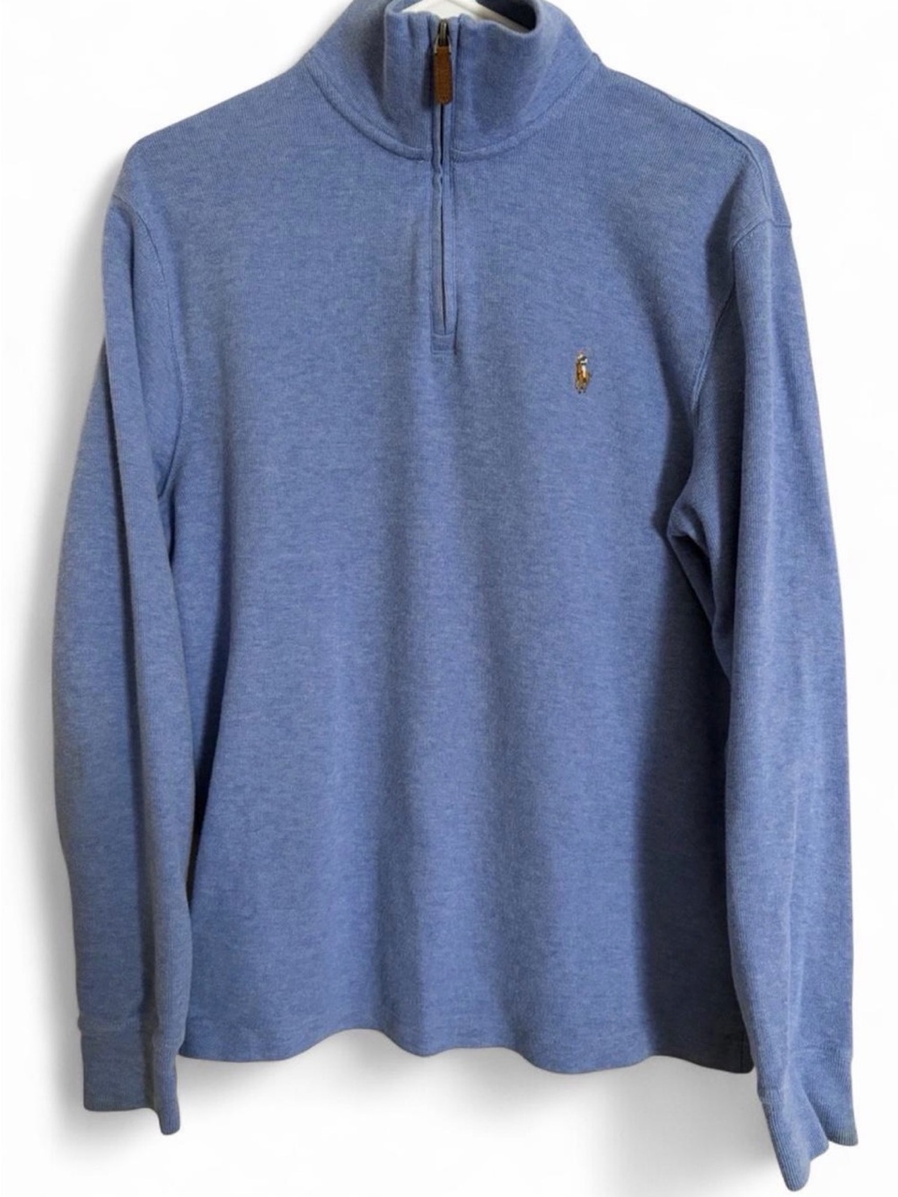 Polo Ralph Lauren Men’s Quarter Zip Sweater Blue Pullover Pony Logo Classic Fit